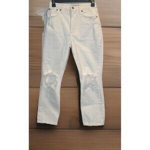 Womens Abercrombie & Fitch Curve Love The Mom High Rise White Cropped Jean SZ 25